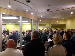 Crowd outside Meeting 1