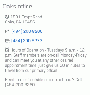 Oaks office hours